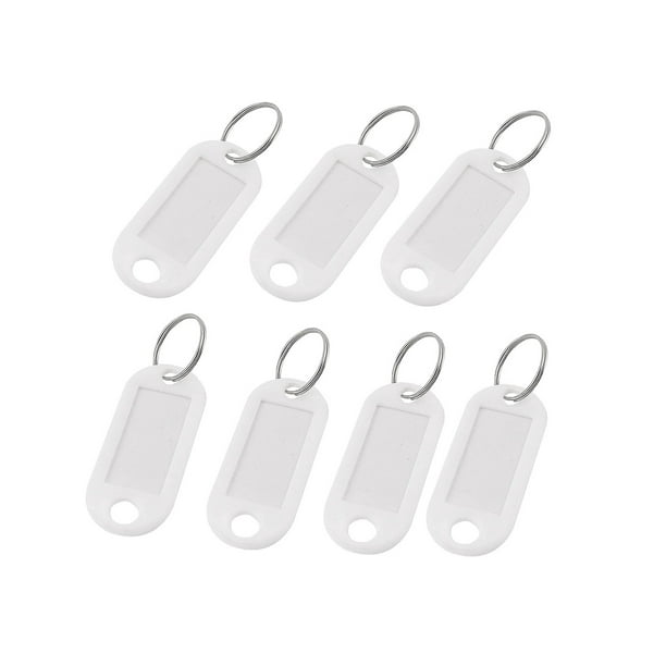 100pcs Plastic Key Tags Metal Ring Luggage Card Name Label Keychain W/Split Ring